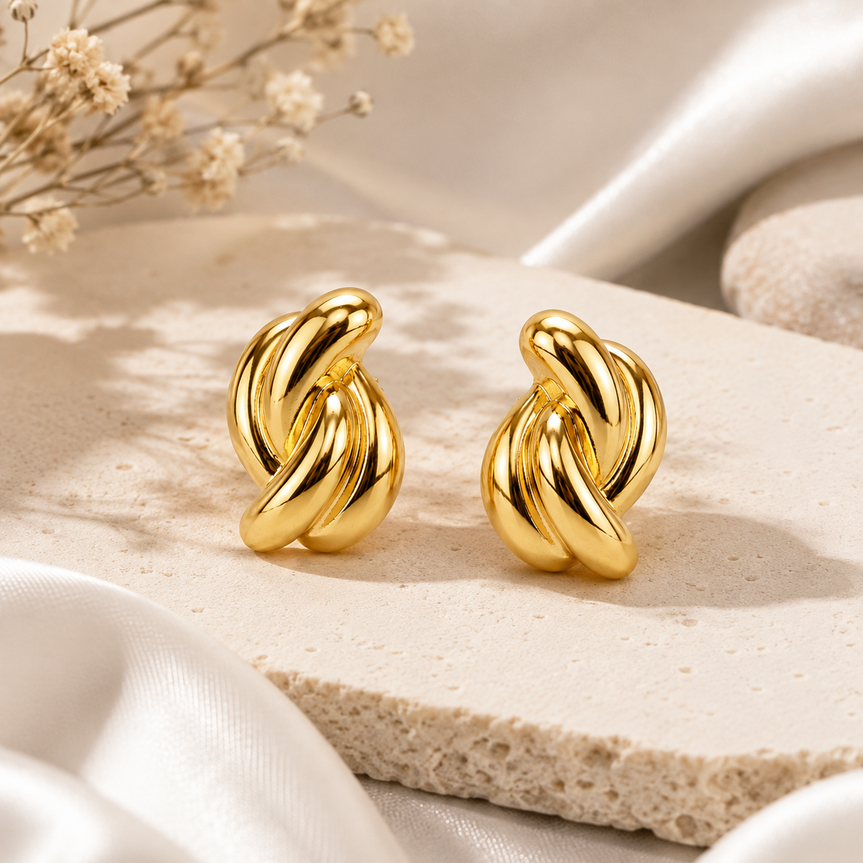 Golden Twist Knot Earrings