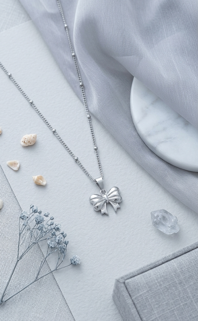 Sliver Bow Pendant Chain