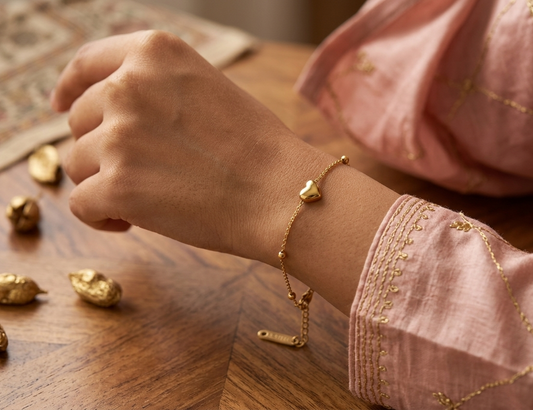 Golden Heart Charm Bracelet