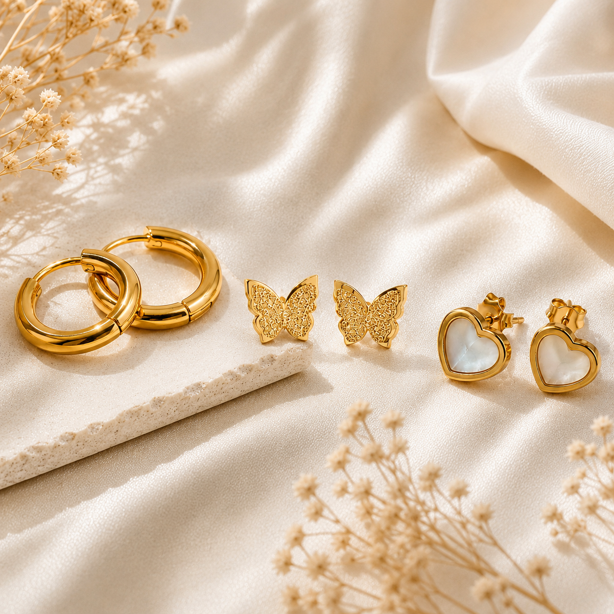 Golden Trio Earrings Combo