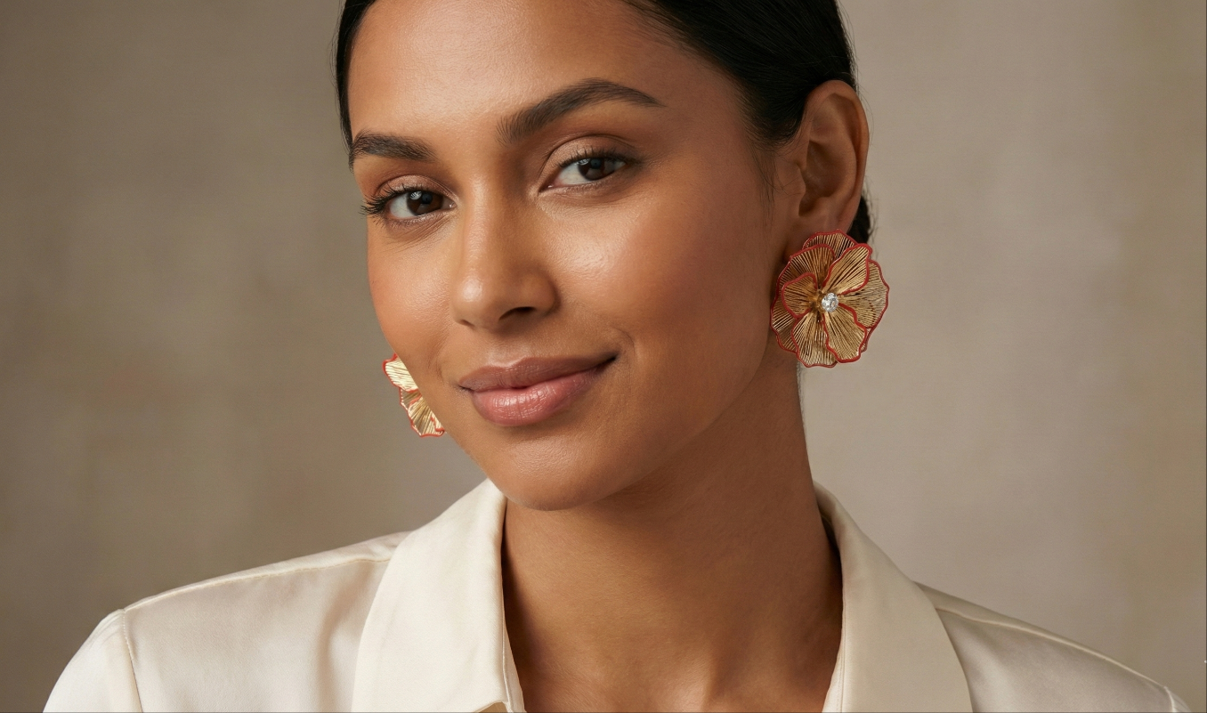 Golden Bloom Statement  Earrings