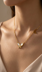 Pearl-Inlay Butterfly Pendant
