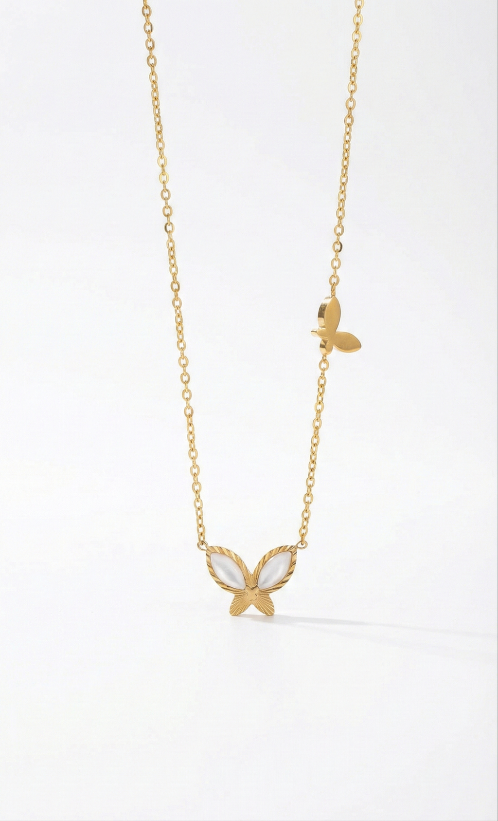 Pearl-Inlay Butterfly Pendant