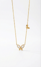 Pearl-Inlay Butterfly Pendant