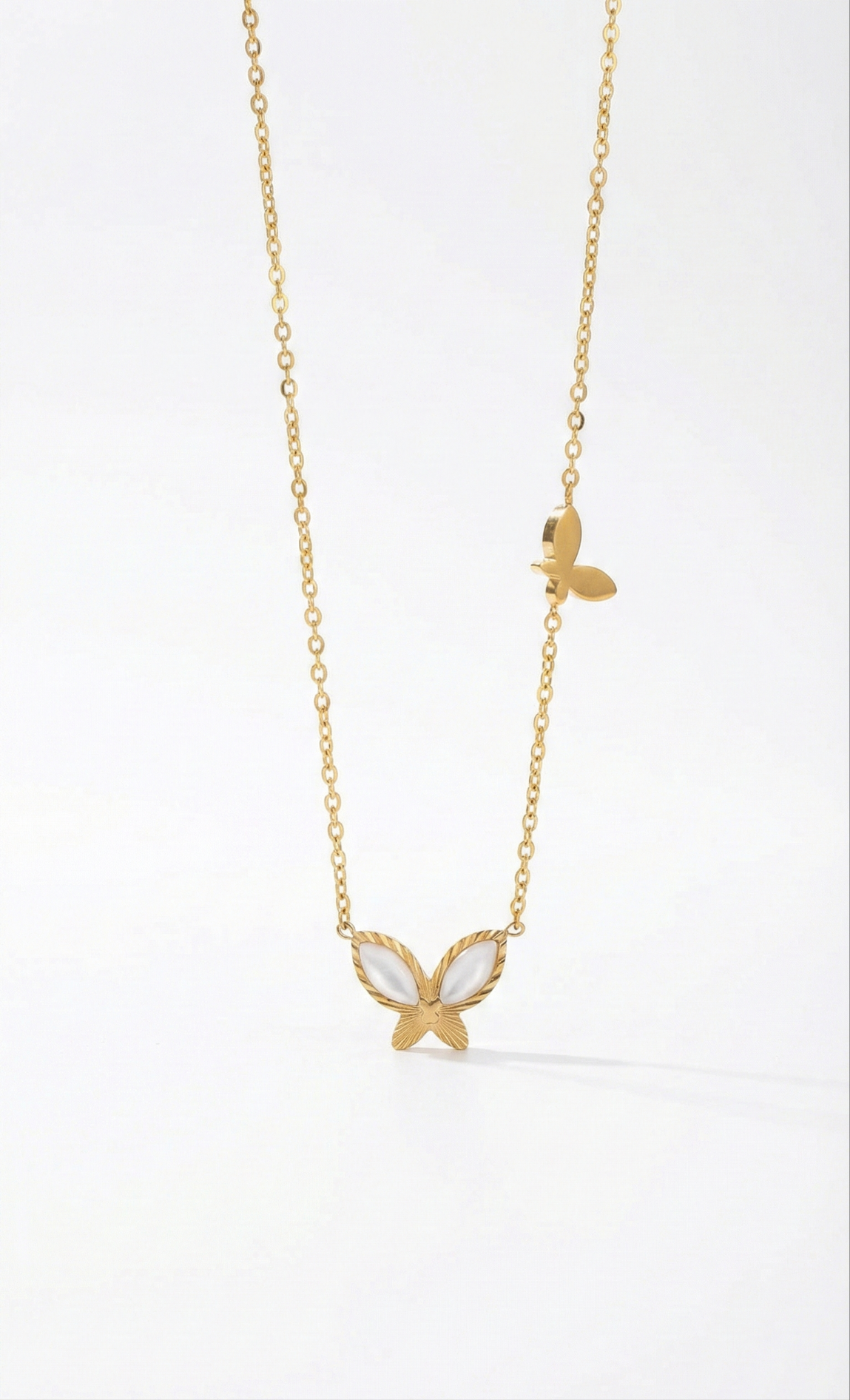 Pearl-Inlay Butterfly Pendant