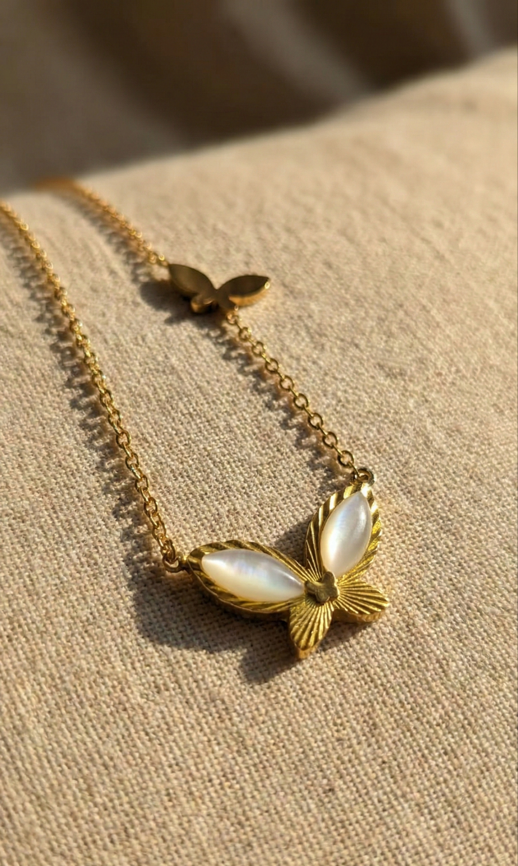 Pearl-Inlay Butterfly Pendant