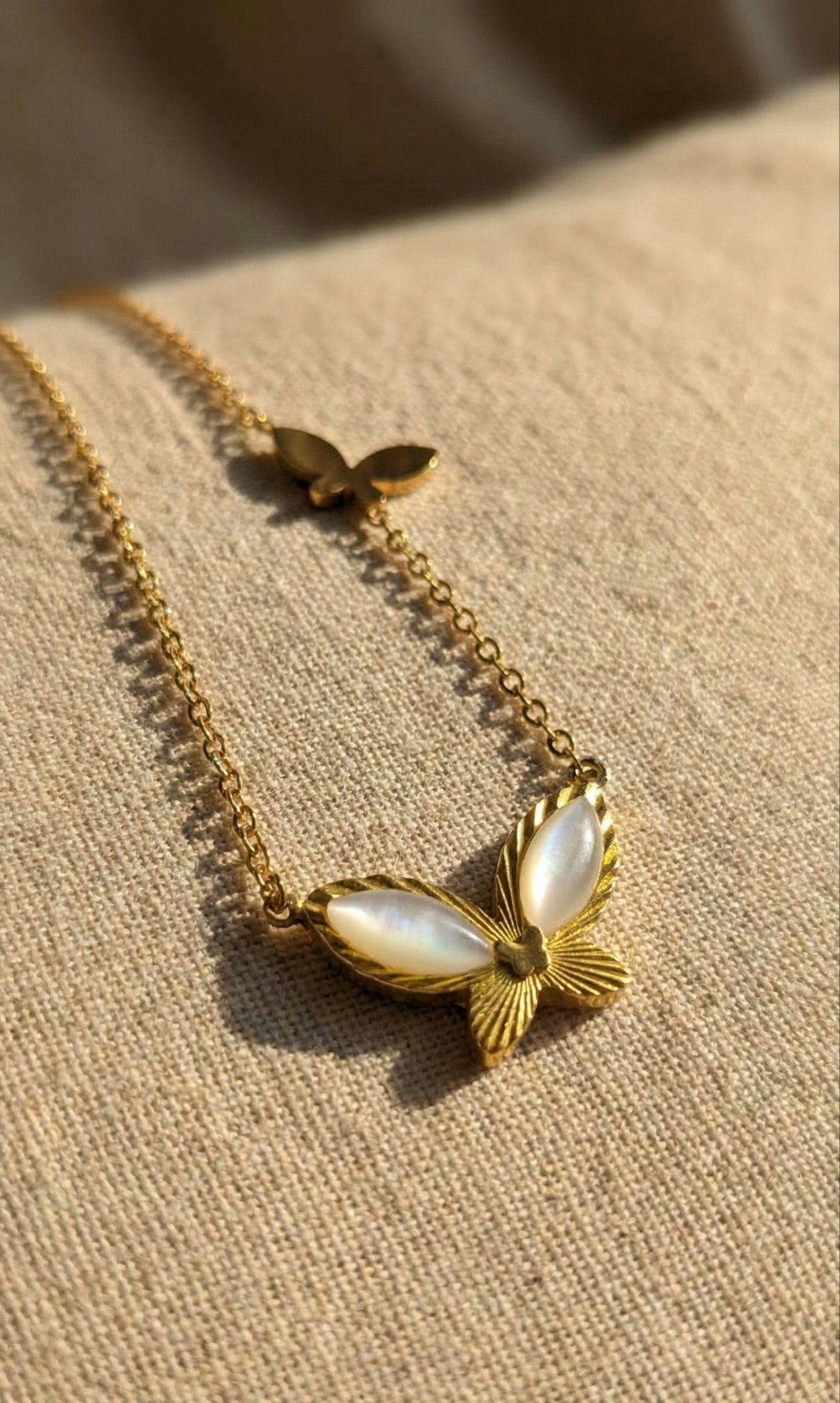 Pearl-Inlay Butterfly Pendant