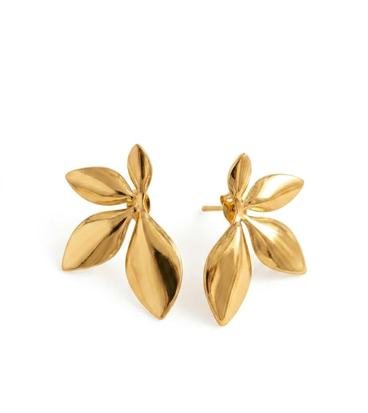 Gold Leaf Stud Earrings