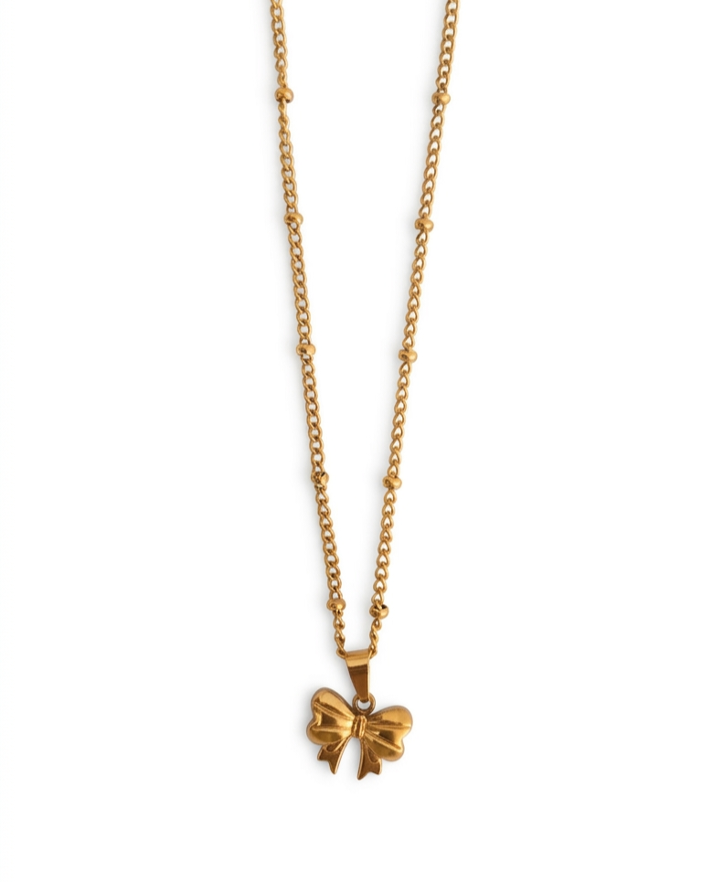 Golden  Bow Pendant  Necklace