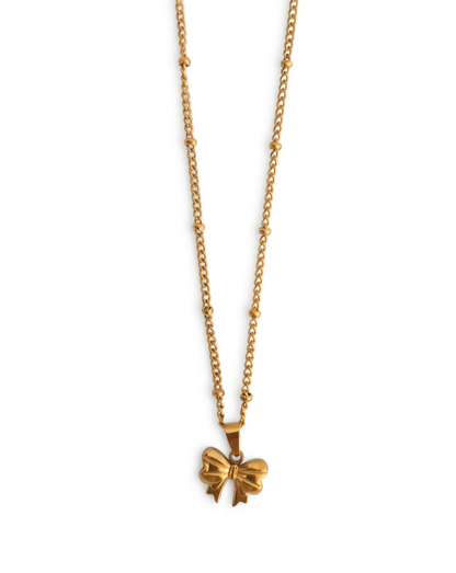 Golden  Bow Pendant  Necklace