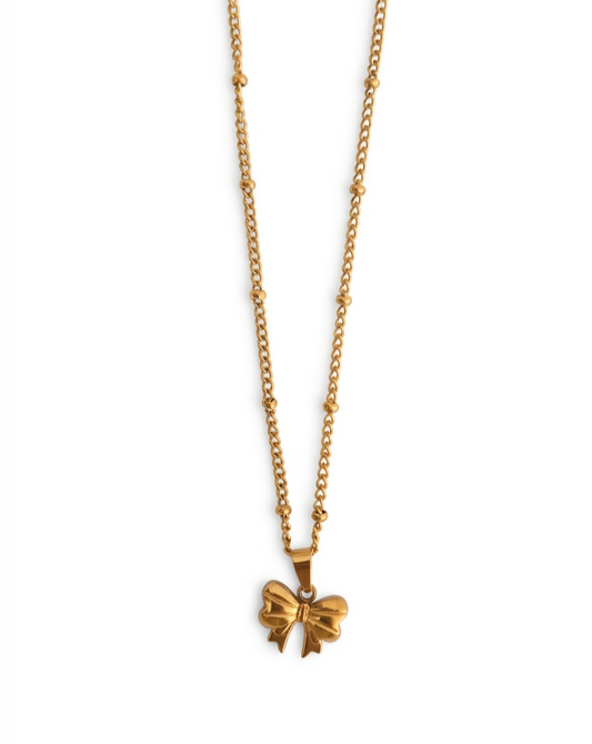 Golden  Bow Pendant  Necklace