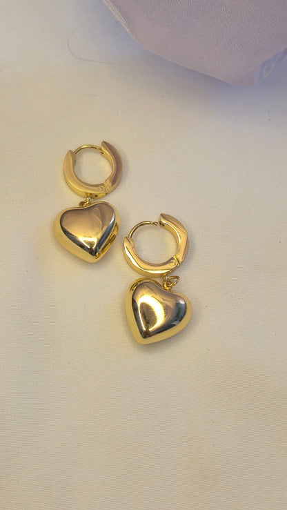 Gold Heart Silhouette Hoop Earrings