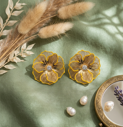 Golden Bloom Statement  Earrings