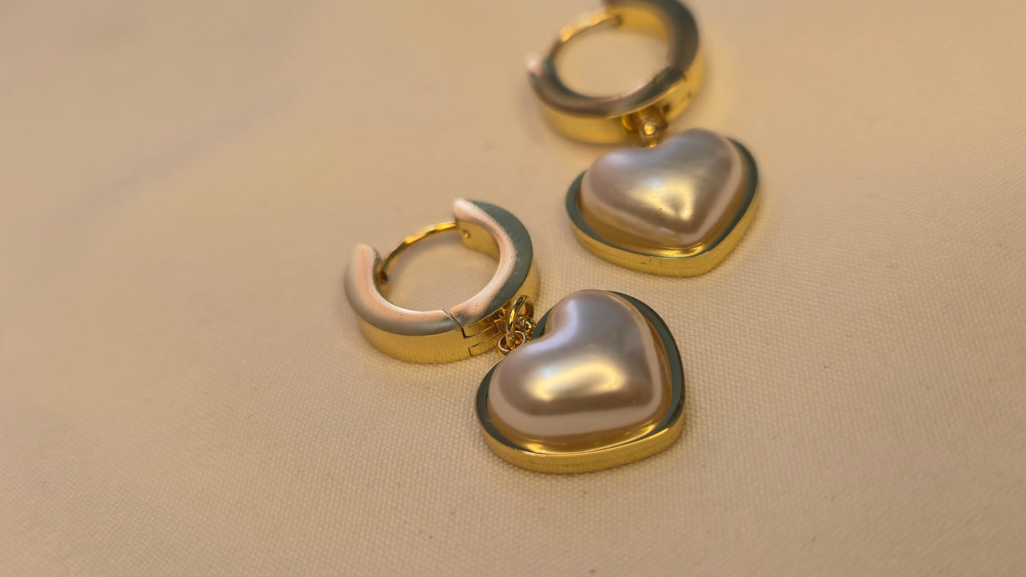 Amour Pearl Drop Hoops