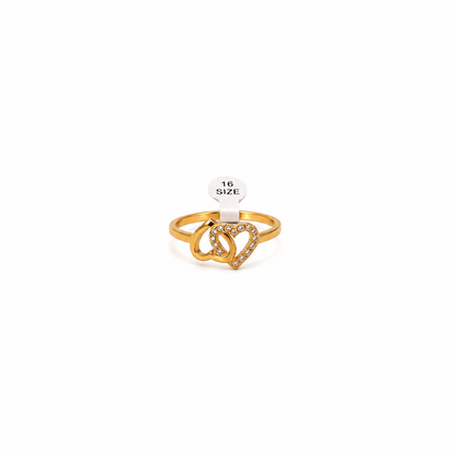 Golden Twin Heart Sparkle Ring