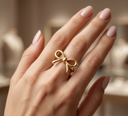 Golden Bow Statement Ring
