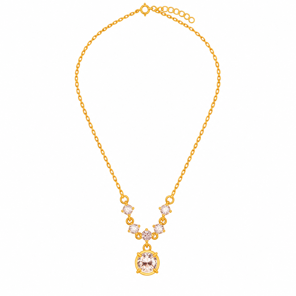 Golden Blush Crystal Drop Necklace