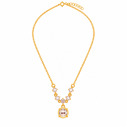 Golden Blush Crystal Drop Necklace