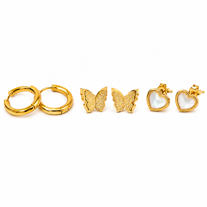 Golden Trio Earrings Combo