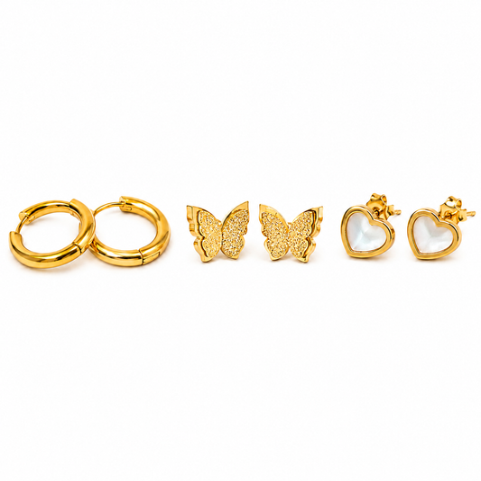 Golden Trio Earrings Combo