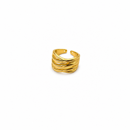 Golden Wave Adjustable Ring
