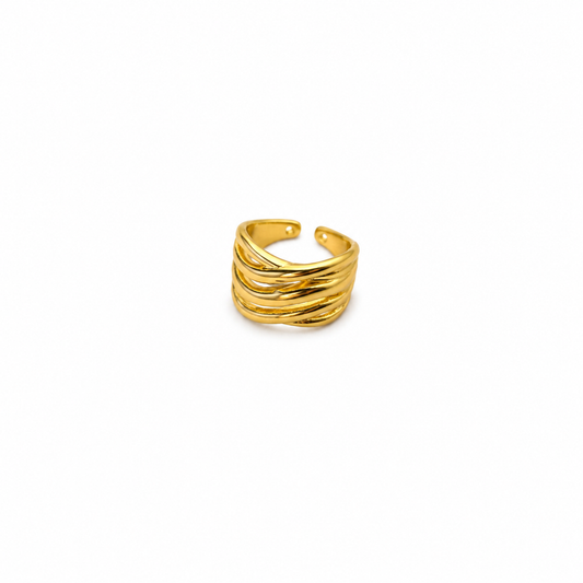Golden Wave Adjustable Ring