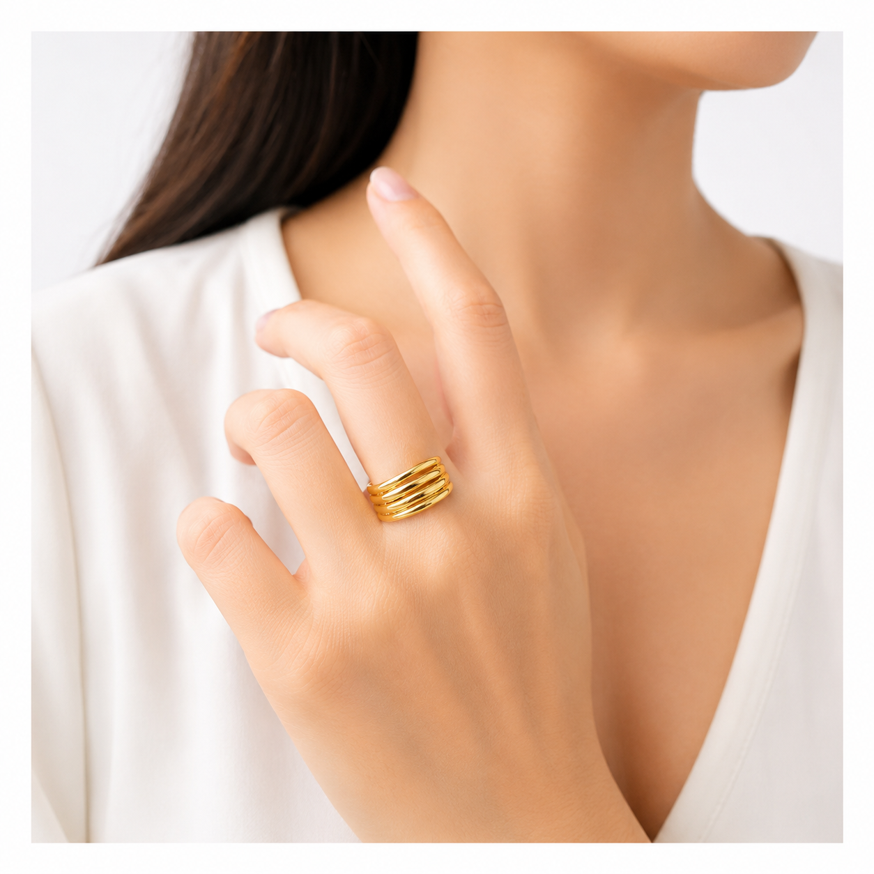 Golden Wave Adjustable Ring