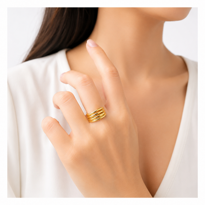 Golden Wave Adjustable Ring