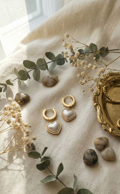 Amour Pearl Drop Hoops