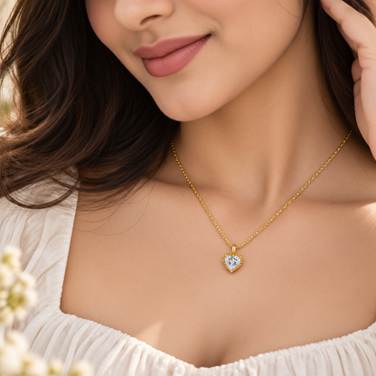 Golden Heart Sparkle Necklace