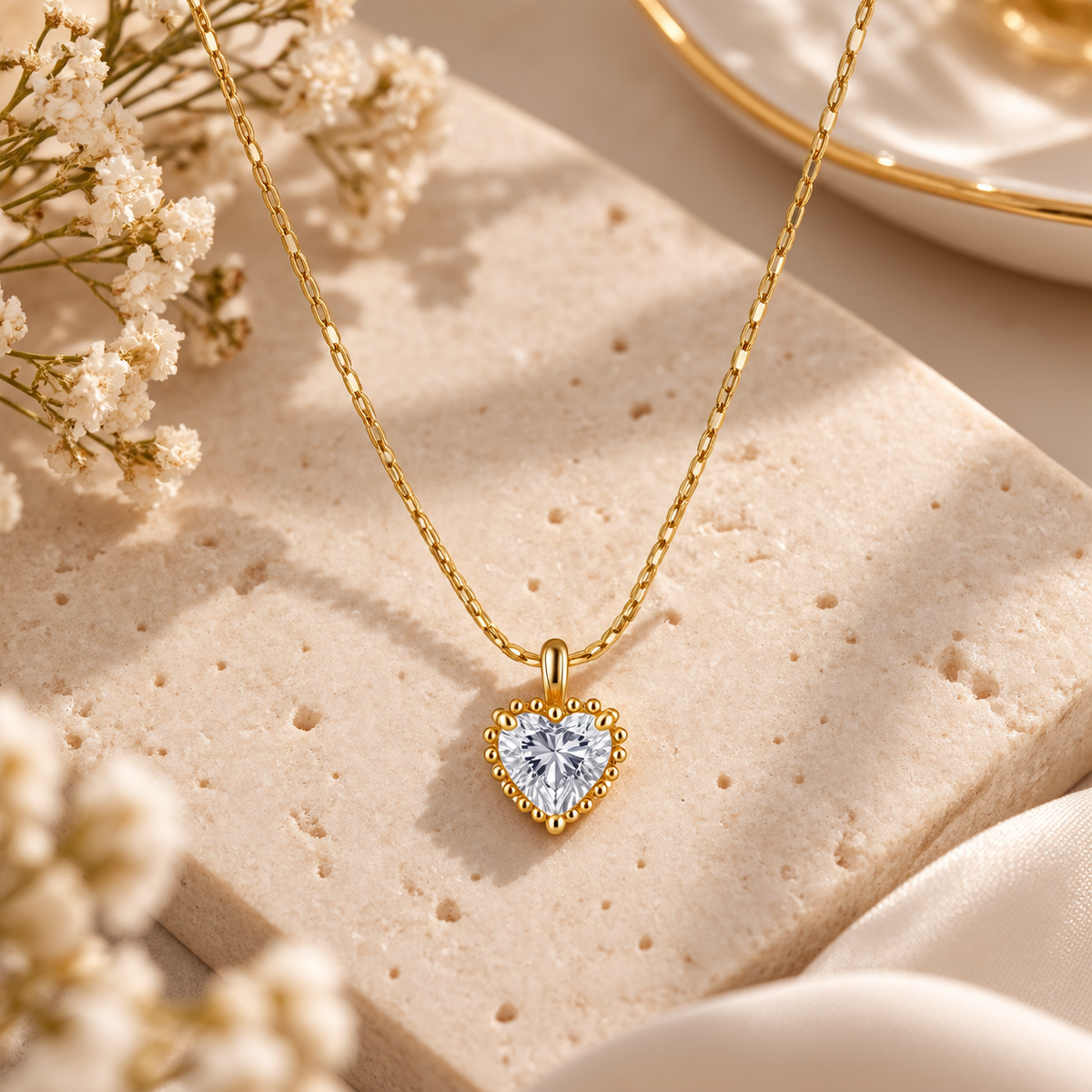 Golden Heart Sparkle Necklace