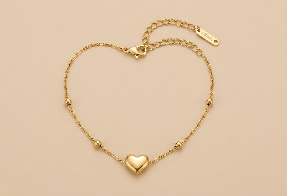 Golden Heart Charm Bracelet