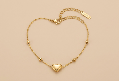 Golden Heart Charm Bracelet