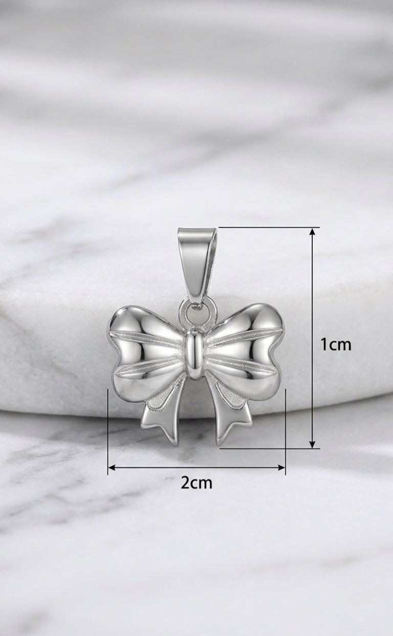 Sliver  Bow Pendant  Chain