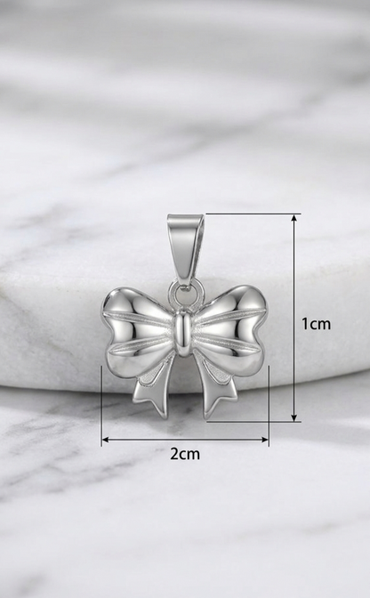 Sliver  Bow Pendant  Chain