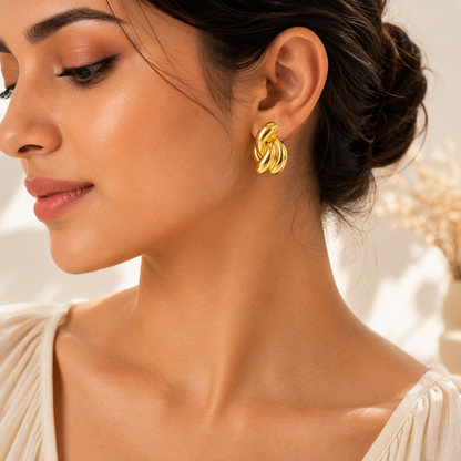 Golden Twist Knot Earrings