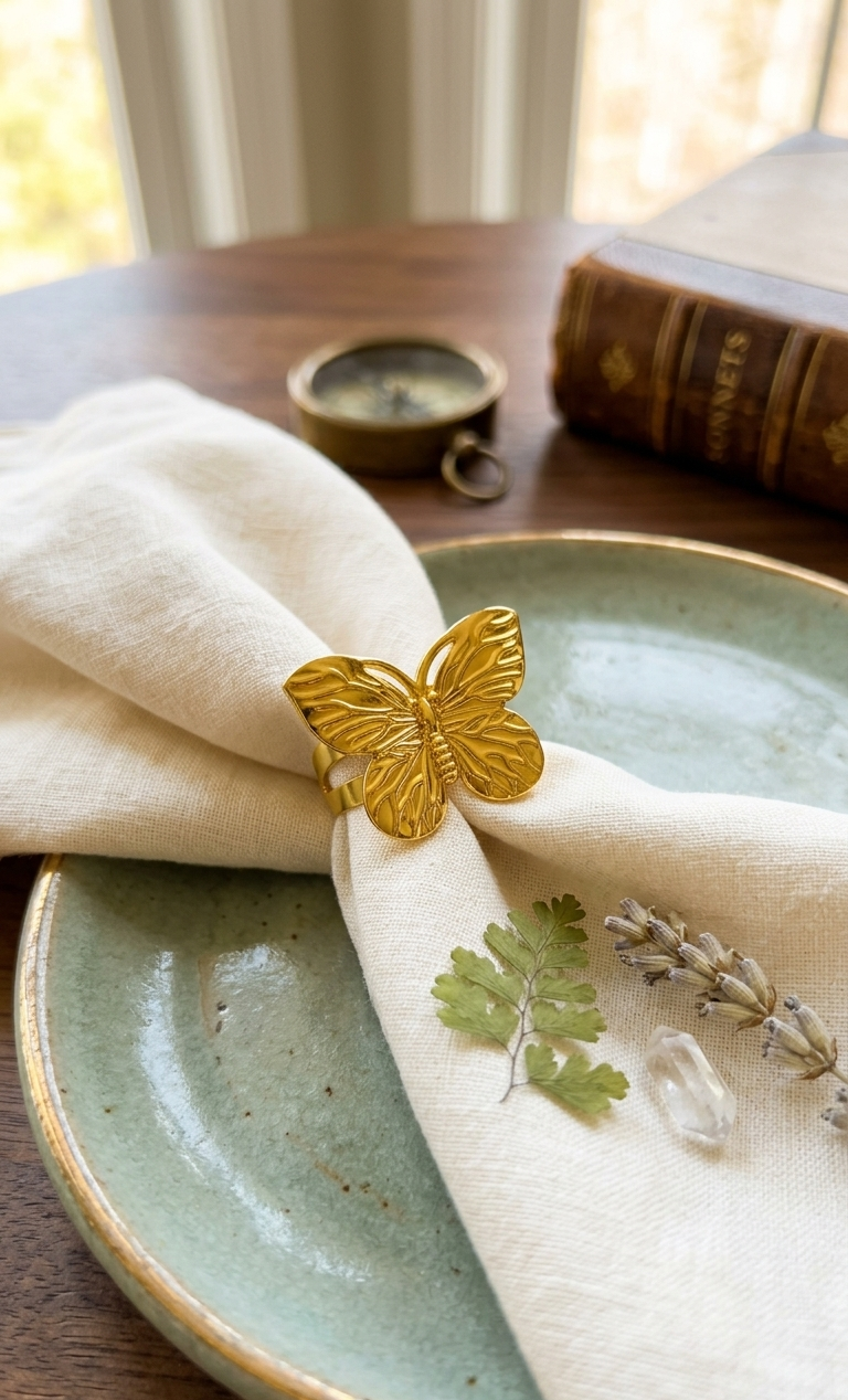 Golden Butterfly Statement Ring