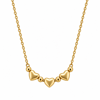 ✨ Golden Trio Heart Necklace – Elegant Love