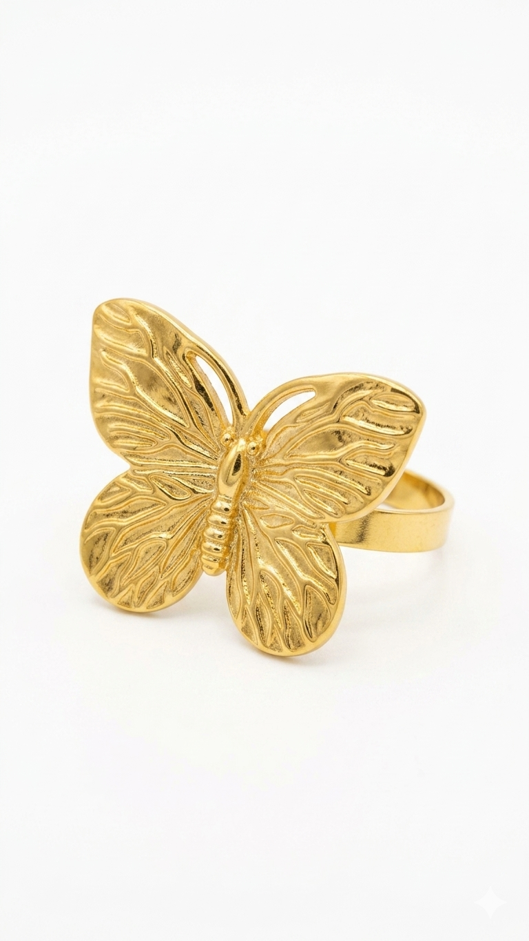 Golden Butterfly Statement Ring