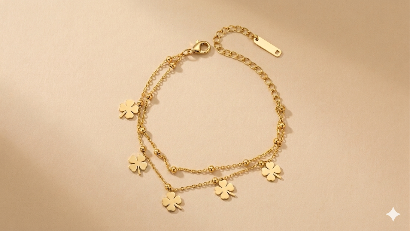Golden Clover Charm Bracelet