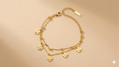 Golden Clover Charm Bracelet