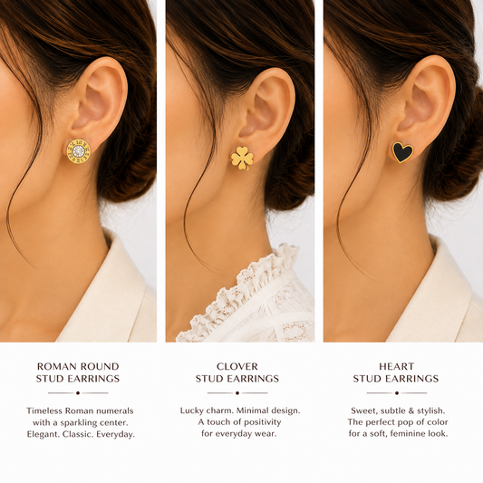Golden Trio Stud Earrings