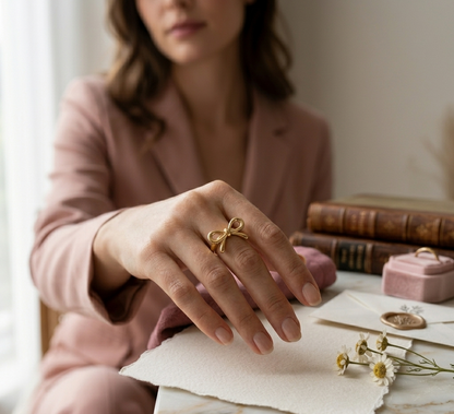 Golden Bow Statement Ring