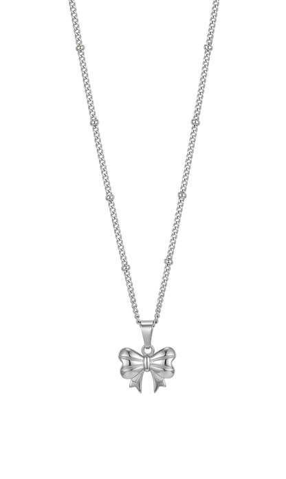 Sliver  Bow Pendant  Chain