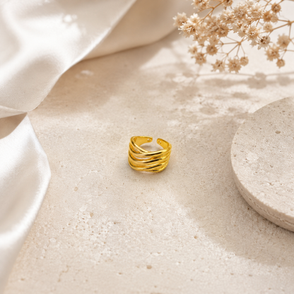 Golden Wave Adjustable Ring