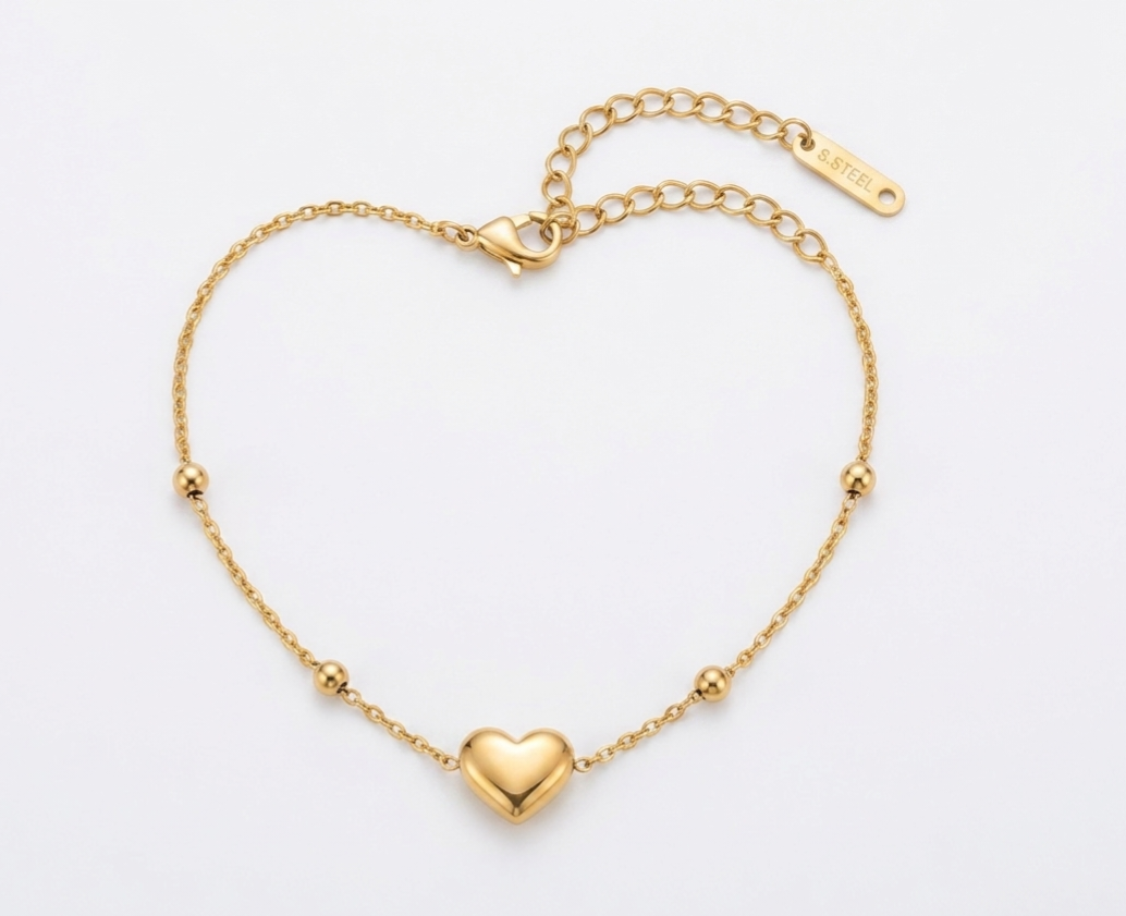 Golden Heart Charm Bracelet
