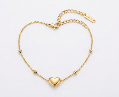 Golden Heart Charm Bracelet