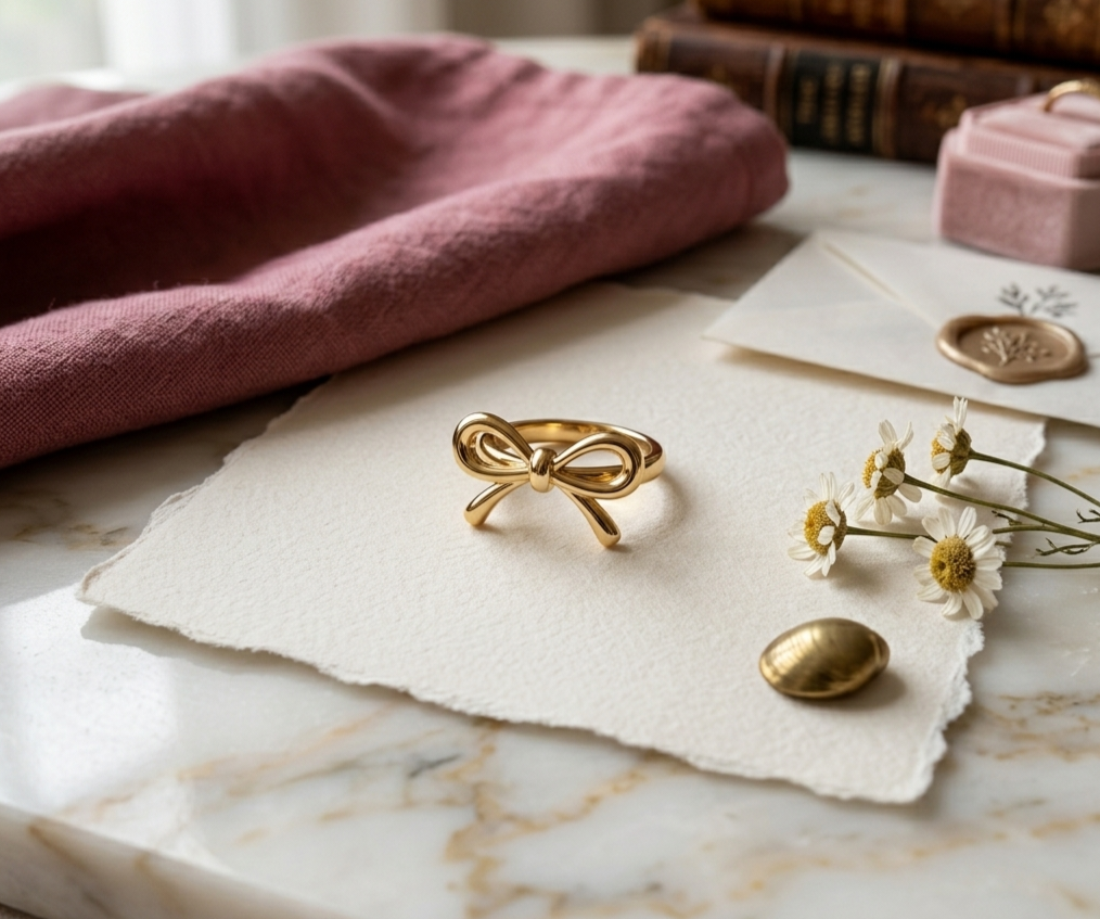 Golden Bow Statement Ring