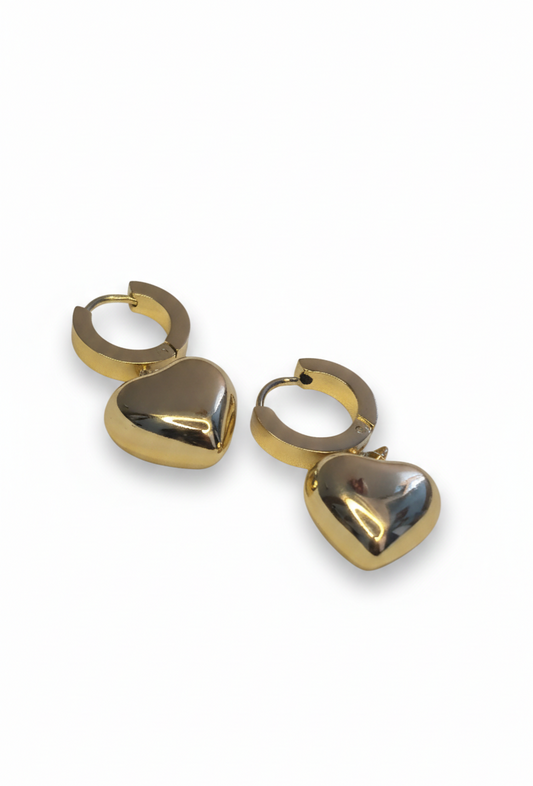 Gold Heart Silhouette Hoop Earrings
