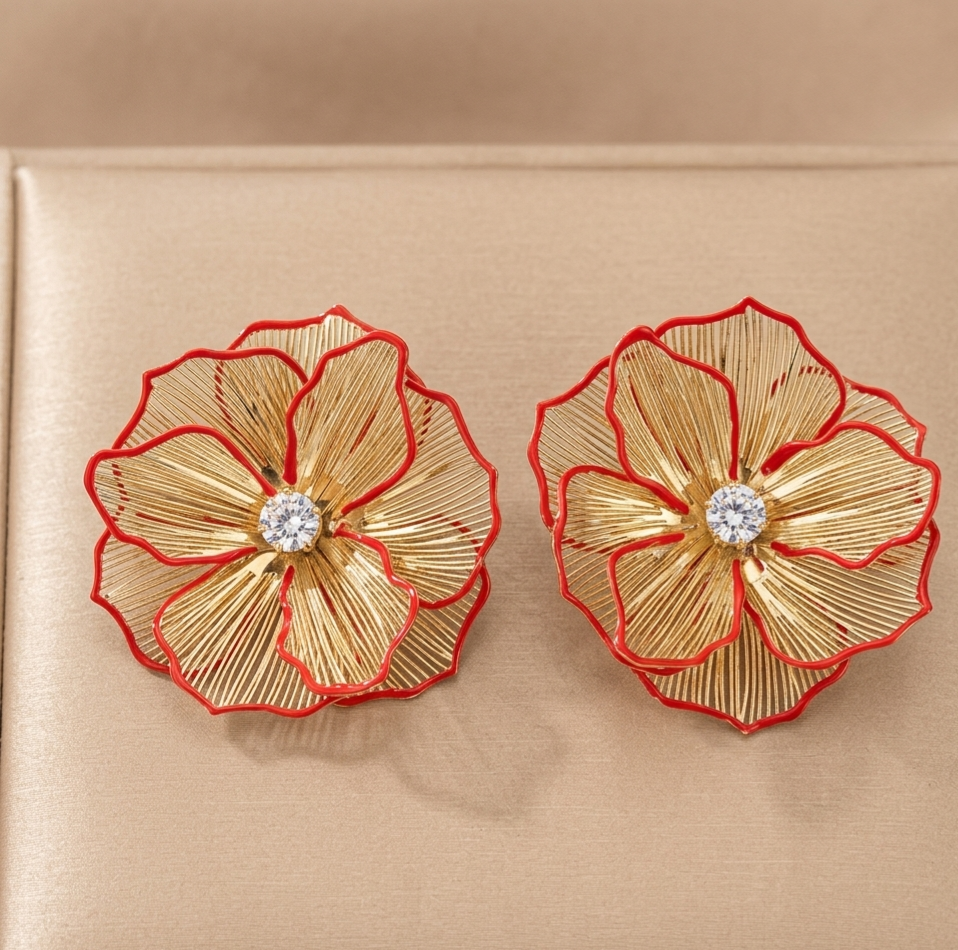 Golden Bloom Statement  Earrings